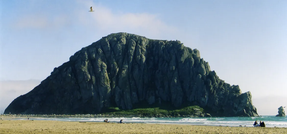 Morro Rock and beach in Morro Bay, California