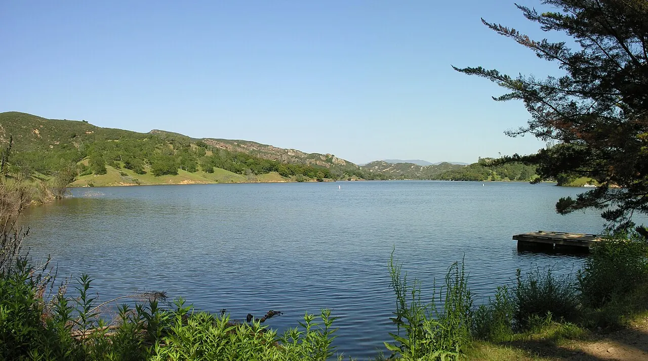 Santa Margarita Lake and surrounding hills near Santa Margarita, California